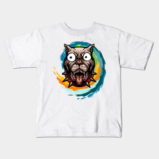 Funny Bulldog with Huge Bulging Eyes in a Spiral Kids T-Shirt